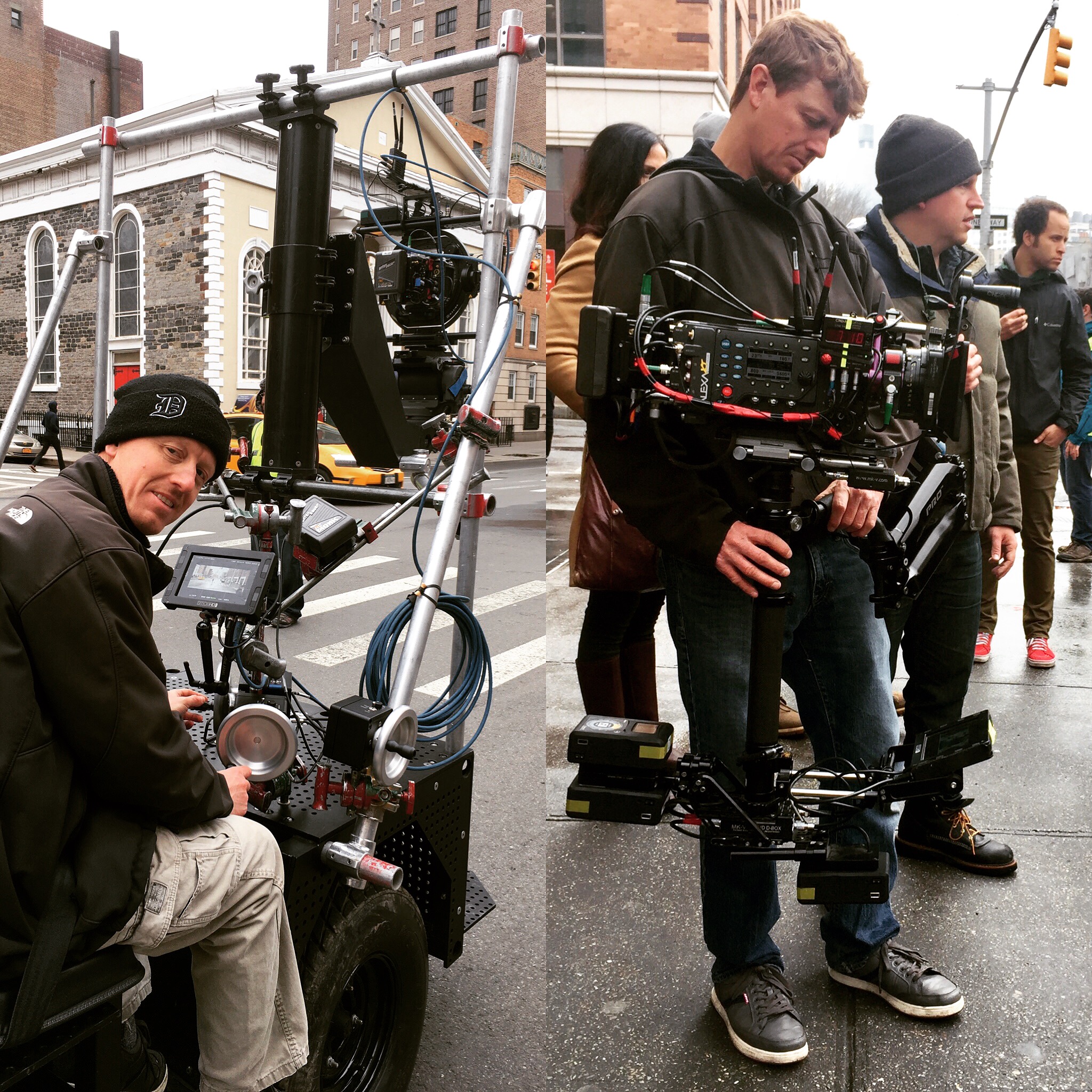 Dave Isern operating a Steadicam rig on location